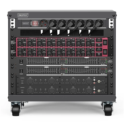 DIGITUS DN-48000 19" 8U 420x507x460mm lapraszerelt fekete hálózati szekrény kerekekkel