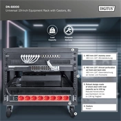 DIGITUS DN-48000 19" 8U 420x507x460mm lapraszerelt fekete hálózati szekrény kerekekkel