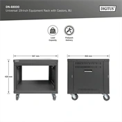 DIGITUS DN-48000 19" 8U 420x507x460mm lapraszerelt fekete hálózati szekrény kerekekkel