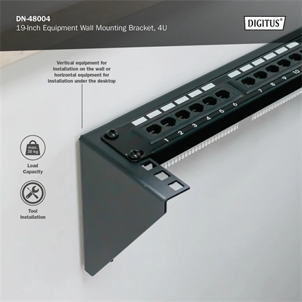 DIGITUS DN-48004 19" 4U fekete hálózati fali konzol