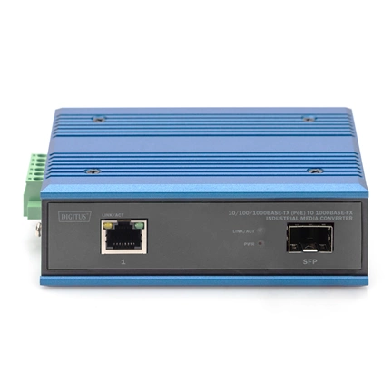 DIGITUS DN-652104-1 Gigabit 1x GbE Lan port PoE SFP modul nélküli ipari média konverter