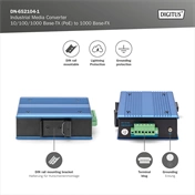 DIGITUS DN-652104-1 Gigabit 1x GbE Lan port PoE SFP modul nélküli ipari média konverter
