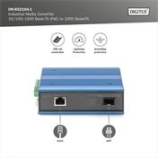 DIGITUS DN-652104-1 Gigabit 1x GbE Lan port PoE SFP modul nélküli ipari média konverter