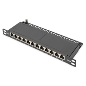 DIGITUS DN-91612S-SL-EA CAT6A 12port 10" 0,5U fekete árnyékolt Patch Panel
