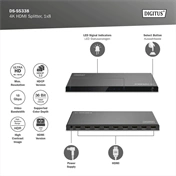 DIGITUS DS-55338 HDMI 4K 60Hz 1x8 Splitter
