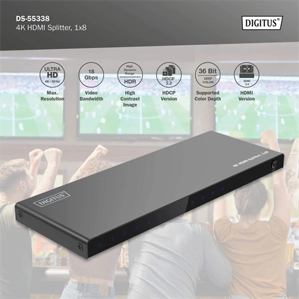DIGITUS DS-55338 HDMI 4K 60Hz 1x8 Splitter