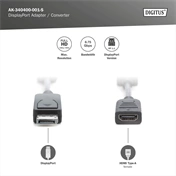 DIGITUS Full HD 60Hz 1.1a DisplayPort - HDMI type A Adapter 0,15m