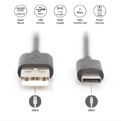 DIGITUS High Speed USB 3.1 - USB type-C kábel 1m