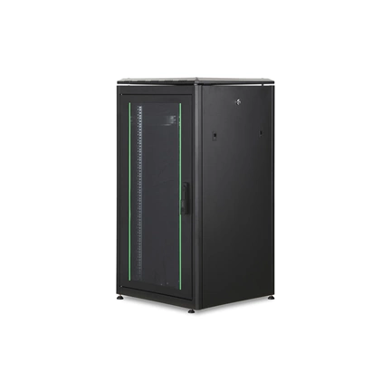 DIGITUS Rack Unique 19" 22U 1164x600x600mm üvegajtós fekete álló rack szekrény