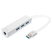 DIGITUS USB 3.0 Gigabit Ethernet adapter + 3 portos USB HUB