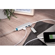 DIGITUS USB 3.0 Gigabit Ethernet adapter + 3 portos USB HUB