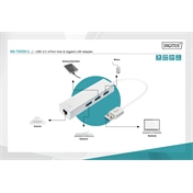DIGITUS USB 3.0 Gigabit Ethernet adapter + 3 portos USB HUB