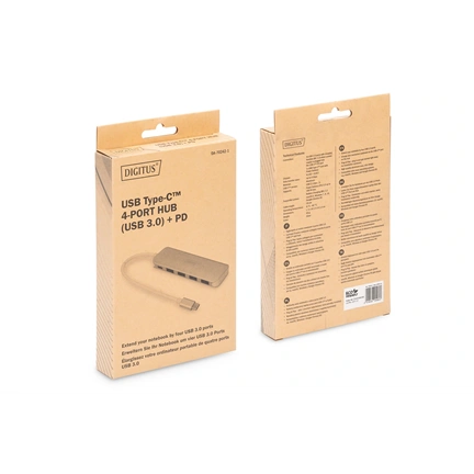 DIGITUS USB Type-C 4 portos USB 3.0 hub + PD