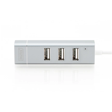 DIGITUS USB Type-C Ethernet adapter + 3 portos USB HUB