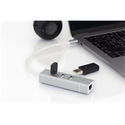 DIGITUS USB Type-C Ethernet adapter + 3 portos USB HUB