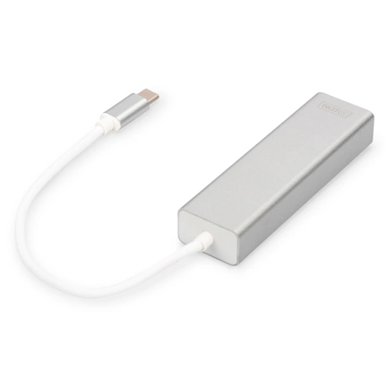 DIGITUS USB Type-C Gigabit Ethernet adapter + 3 portos USB HUB
