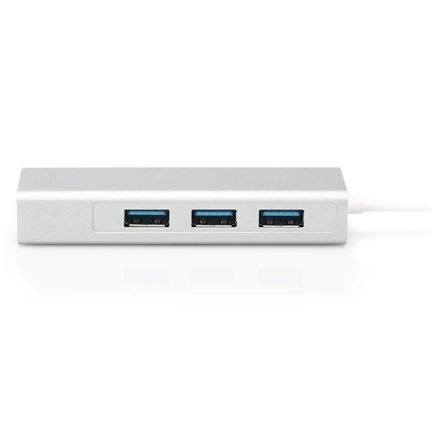 DIGITUS USB Type-C Gigabit Ethernet adapter + 3 portos USB HUB