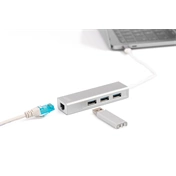 DIGITUS USB Type-C Gigabit Ethernet adapter + 3 portos USB HUB
