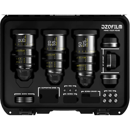 DZOFILM Pictor Zoom 3-lens kit koferrel (12-25/20-55/50-125 T2.8) fekete PL