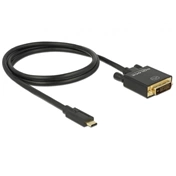 Delock Cable USB Type-C male > DVI 24+1 male (DP Alt Mode) 4K 30 Hz 1 m fekete