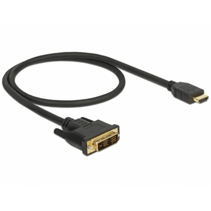 Delock Kábel DVI 18+1 csatlakozódugóval > HDMI-A csatlakozódugóval, 0,5 m, fekete