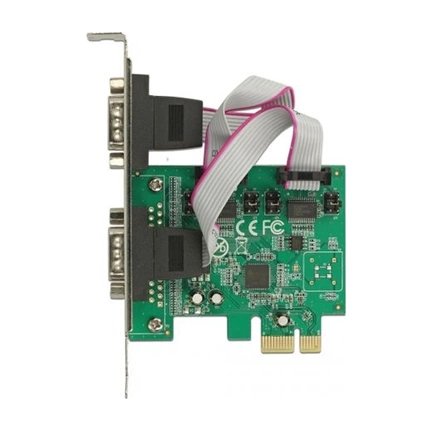 Delock PCI Express kártya > 2 x nagy sebességű 921K, RS-232 soros csatlakozó, tápellátással