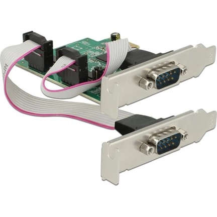 Delock PCI Express kártya > 2 x nagy sebességű 921K, RS-232 soros csatlakozó, tápellátással