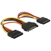 Delock SATA tápkábel 15 tus csatlakozódugóval > 2 x hálózati SATA 15 tus csatlakozóhüvellyel, 15 cm