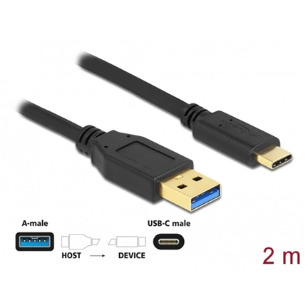 Delock USB 3.2 Gen2 kábel 10Gbps Type-A / Type-C 2m
