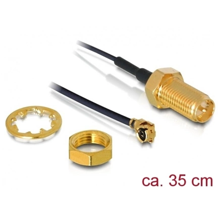 Delock antennakábel RP-SMA bulkhead > MHF® I-dugó 1.13 35cm menethossz 10mm 6GHz