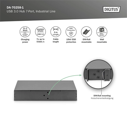 Digitus DA-70258 USB 3.0 Hub 7-Port