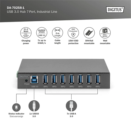 Digitus DA-70258 USB 3.0 Hub 7-Port