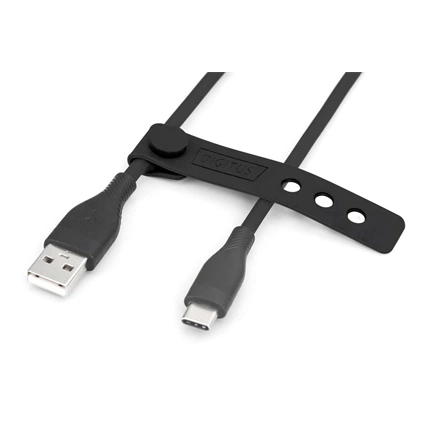 Digitus USB-C Silicone charging cable USB-A to USB-C USB 2.0 60W 0,5m Black
