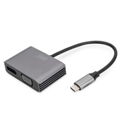 Digitus USB Type-C 4K 2-in-1 DisplayPort + VGA Graphics Adapter Silver