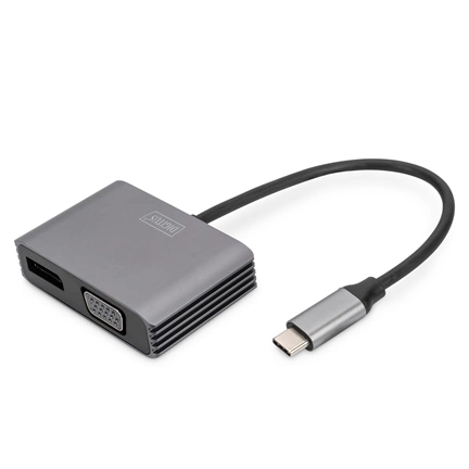 Digitus USB Type-C 4K 2-in-1 DisplayPort + VGA Graphics Adapter Silver