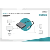 Digitus USB Type-C 4K 2-in-1 DisplayPort + VGA Graphics Adapter Silver