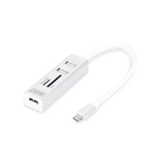 Digitus USB Type-C OTG 3-Port HUB + Card Reader White