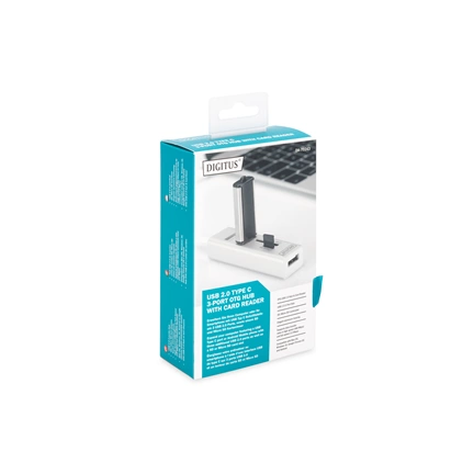 Digitus USB Type-C OTG 3-Port HUB + Card Reader White