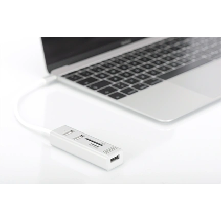 Digitus USB Type-C OTG 3-Port HUB + Card Reader White