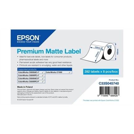 EPSON Premium Matte Label  105 x 210mm, 282 lab