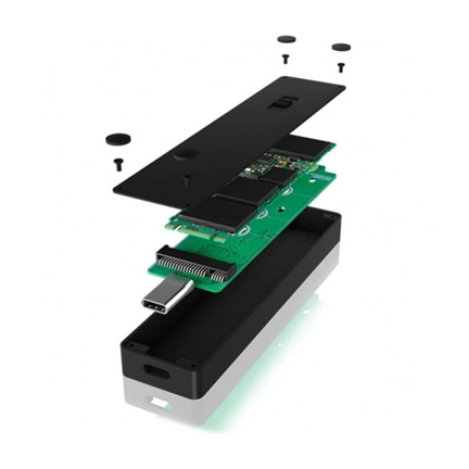External M.2 USB 3.1 (Gen2) enclosure with sliding mechanism