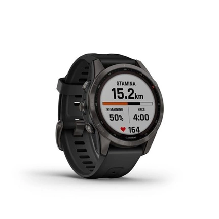 GARMIN Fenix 7S Sapphire Solar - Carbon Grey DLC Titanium with Black Band