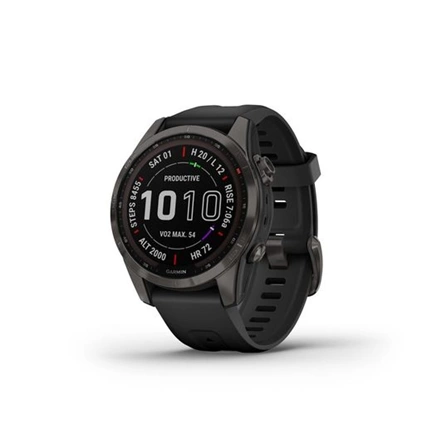 GARMIN Fenix 7S Sapphire Solar - Carbon Grey DLC Titanium with Black Band
