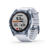 GARMIN Fenix 7 Sapphire Solar - Mineral Blue DLC Titanium with Whitestone Band