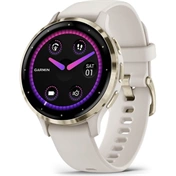 Garmin Venu 3S okosóra - krémarany rozsdamentes acélkeret, elefántcsontszínű tok és szilikonszíj