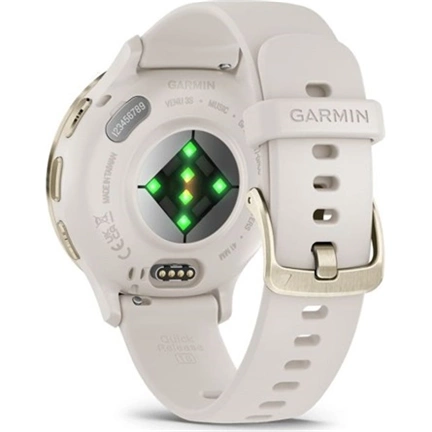 Garmin Venu 3S okosóra - krémarany rozsdamentes acélkeret, elefántcsontszínű tok és szilikonszíj
