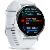Garmin Venu 3 okosóra - fehérkő, ezüst keret, fehérkő szilikonszíj