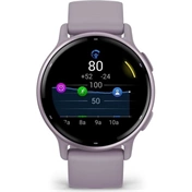 Garmin vívoactive 5 fitness okosóra - metállila alumíniumkeret, lila tok és szilikonszíj