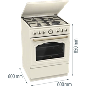 Gorenje GKS6C71CLI kombinált tűzhely, rusztikus