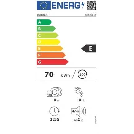 Gorenje GV520E15 beépíthető mosogatógép